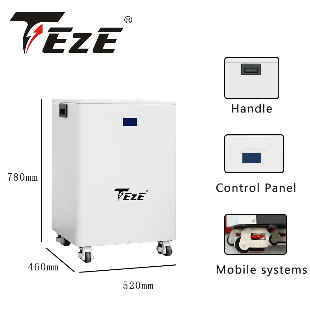 TEZE 20KWh Powerwall  51.2V 400Ah LiFePO4 Rechargeable Cell Built-in BMS 6000 Cycles 10KW Output Home Solar Storage