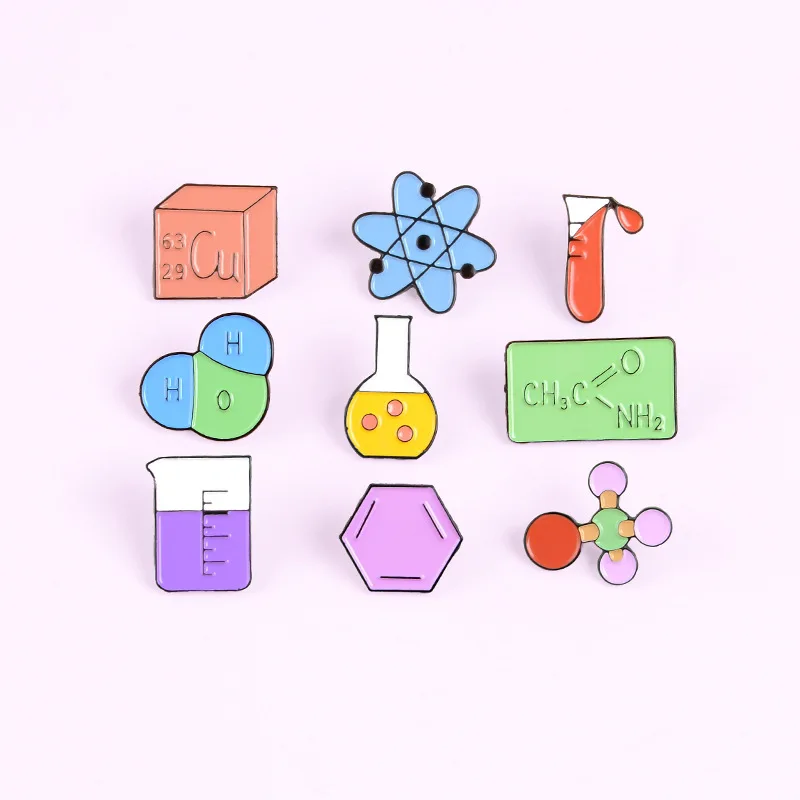 Chemistry Lab Enamel Pin Custom Brooches for Bag Clothes Lapel Pin Chemical equation Badge Element Molecular Structure Jewelry