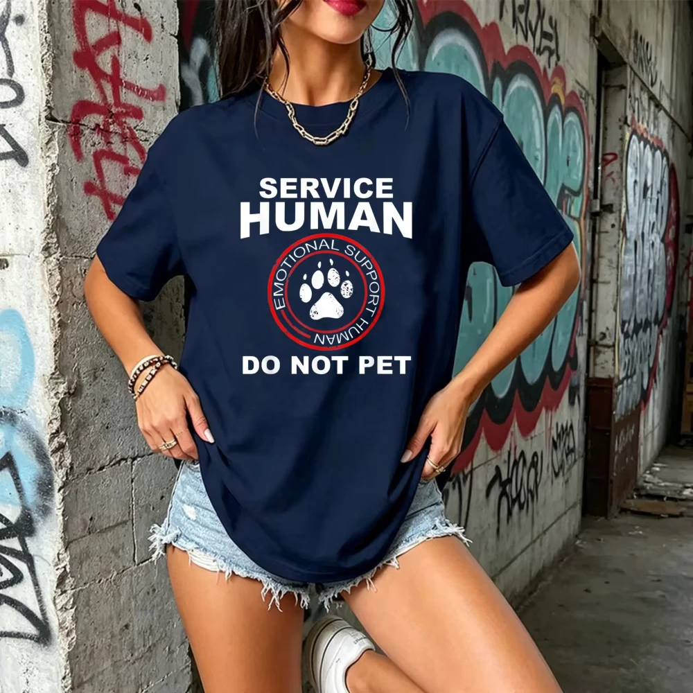 Funny Dog Owner Emotional Support Human Service Shirt For Men Women Cotton Casual Top Do Not Pet Humor Design Unisex Cotton Tee