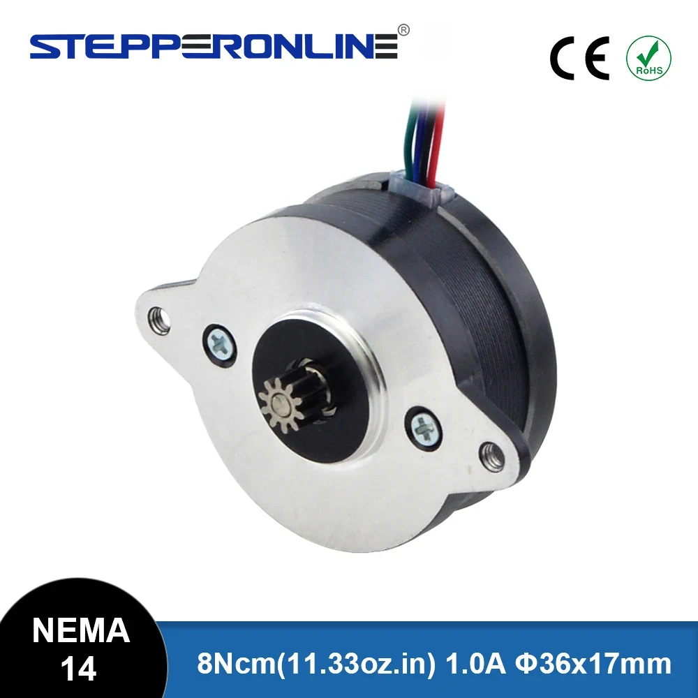 Round Nema 14 Stepper Motor Bipolar 0.9deg 8Ncm 1.0A Φ36x17mm 4 Wires for 3D printer CNC Engraving Milling Machine-E Series