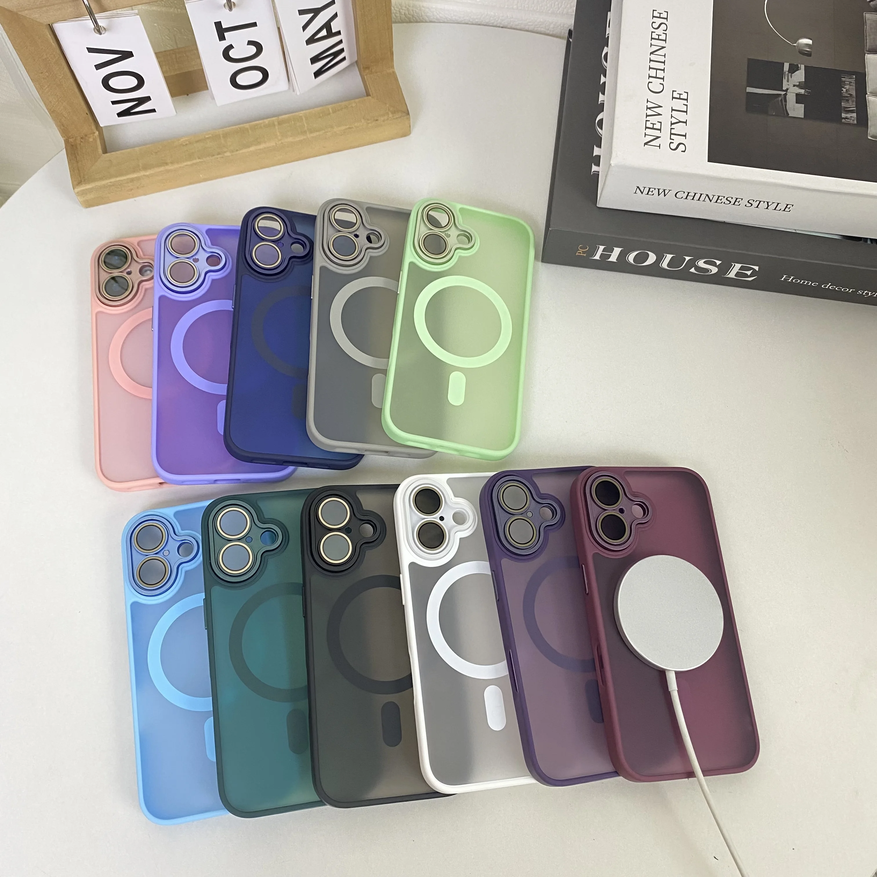 

For Magsafe Magnetic Matte Case For iPhone 16 15 14 Plus 13 12 11 Pro Max Translucent With Protective Film Bumper Cover