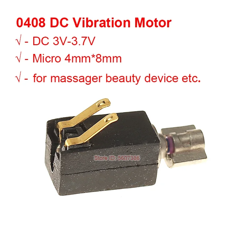 1PC DC 3V-3.7V Black 4mm*8mm Mobile Phone Vibrating Contacts Motor 0408 coreless vibration motor Soldered Wire Vibrator