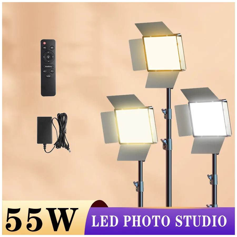 E900 Portable Video Recording Photography Panel Lamp ,55W LED Photo Studio Light for Tiktok Youbute Game Live Video Lighting