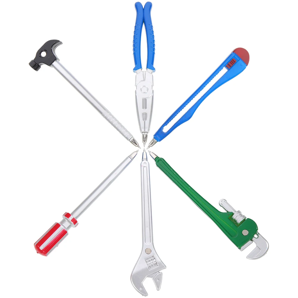 

6 Pcs Children's Pen Novelty Writing Black Ink Hardware Shape Gifts Ballpoint Pens Modeling Man