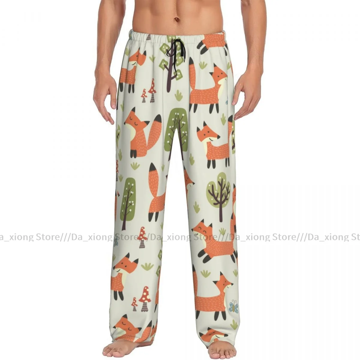 Men's Casual Pajama Sleeping Pants Cute Little Fox And Forest Tree Lounge Loose Trousers Comfortable Nightwear