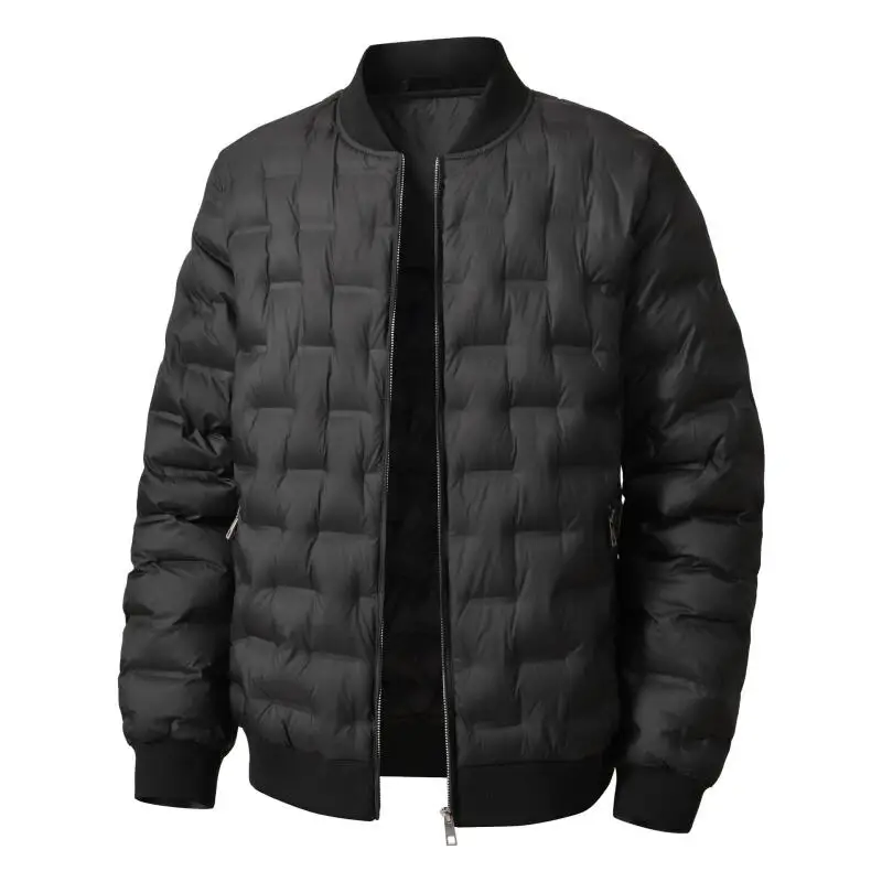 Men's Fashion Baseball Collar Parka Coats Classic Style Warm Trend Casual Jackets Male Solid Autumn Winter Zipper Daily Outwear