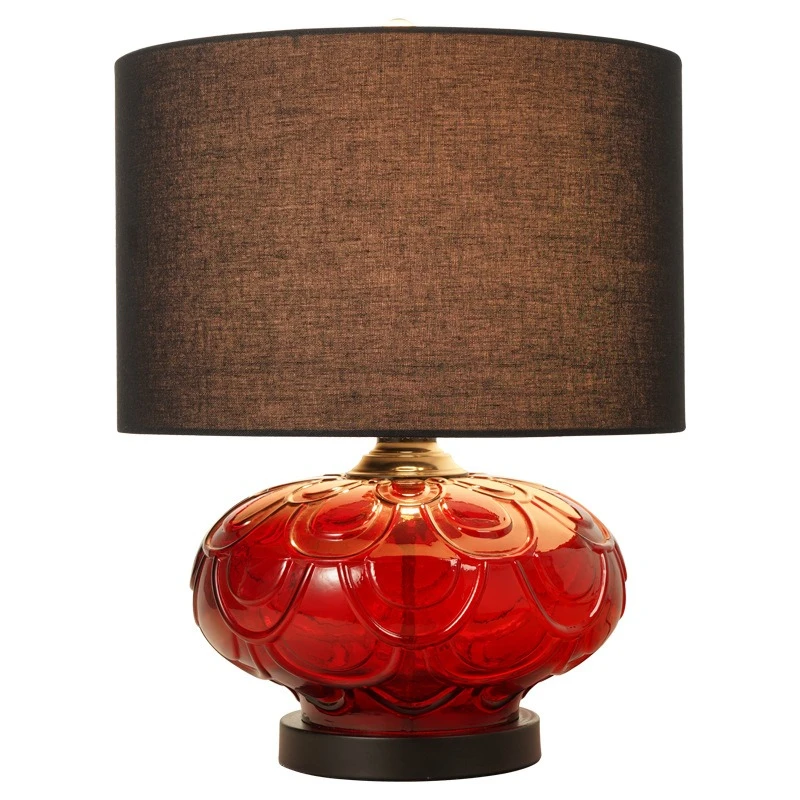 

American retro glass desk lamp bedroom warm dimmable bedside European wedding gift