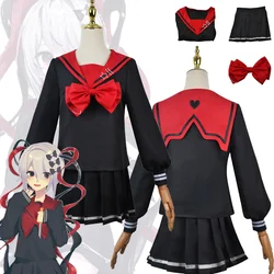 Needy Girl Overdose KAngel Cosplay Costume Black Red School Sailor Uniform JK Skirt Full Set for Girls Halloween Play Party Suit