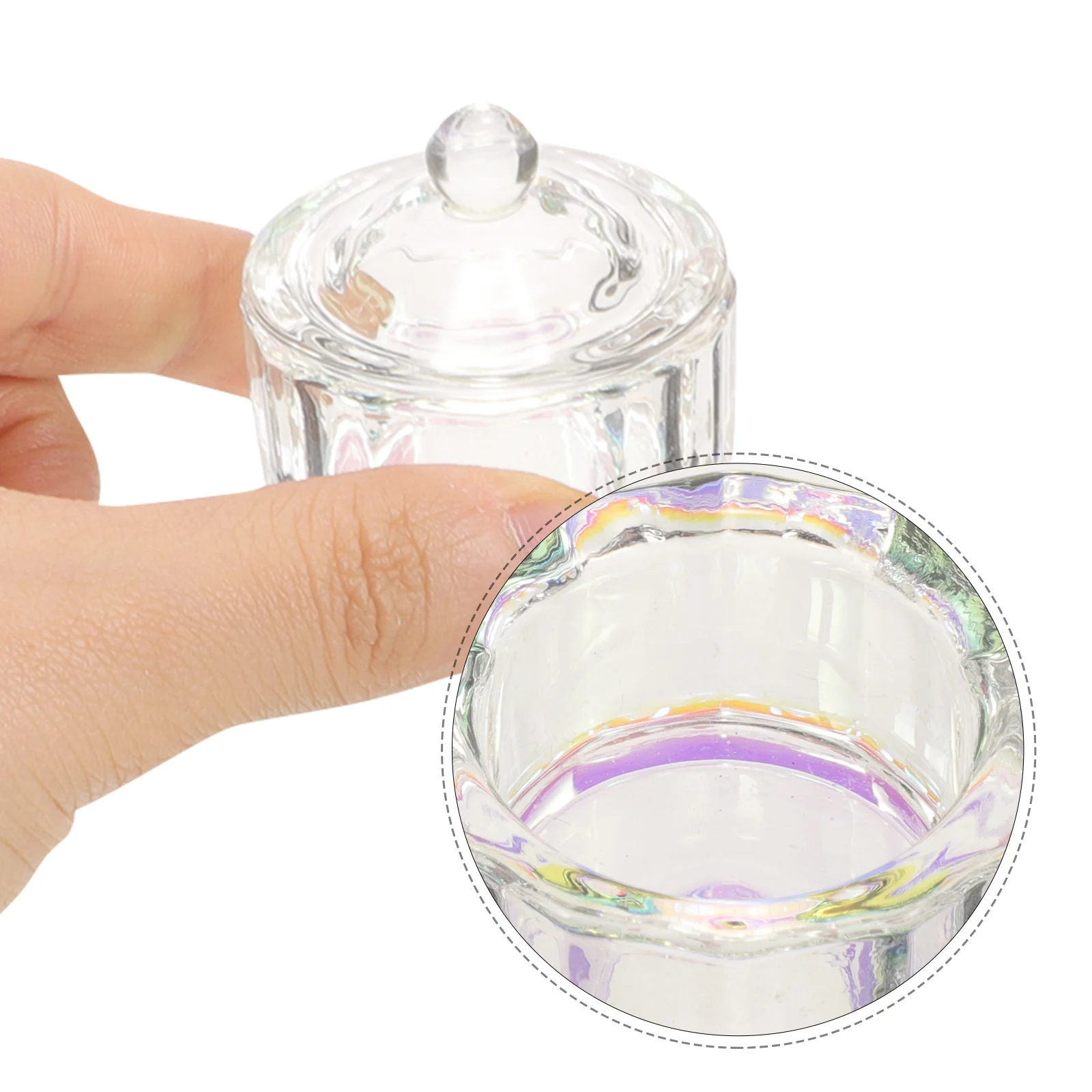 2Pcs Colored Crystal Nail Dish Cups Transparent Glass Dappen Dish Durable Holder for Acrylic Nail Powder Liquid