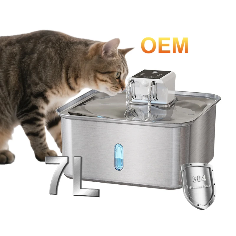 

Wireless Cat Water Fountain Stainless Steel 7L/236oz Quiet Dog Water Fountain with Motion Sensor Smart Multi-Pet Water Dispenser