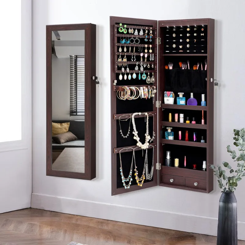 Full Length Mirror Jewelry Armoire - Spiegel Ganzkörper-Schminkspiegel Haushalt Make-up-Spiegel Schmuckschrank integrierter
