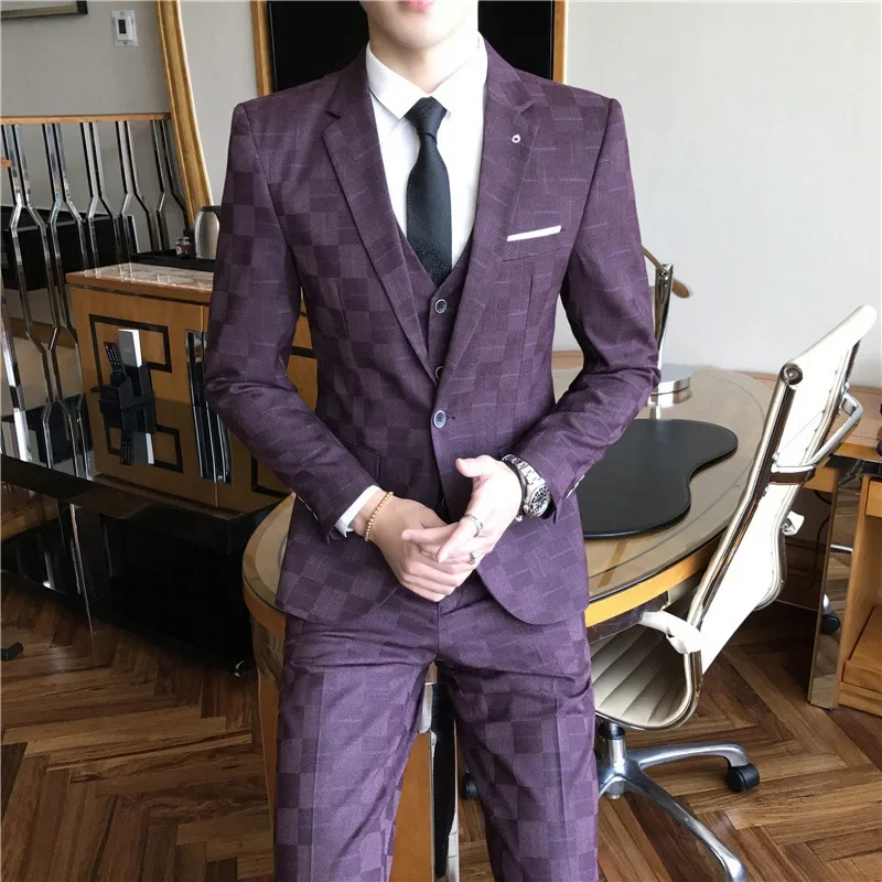 

Loose men's high-end textured suit, groomsman wedding dress, spring and autumn styles