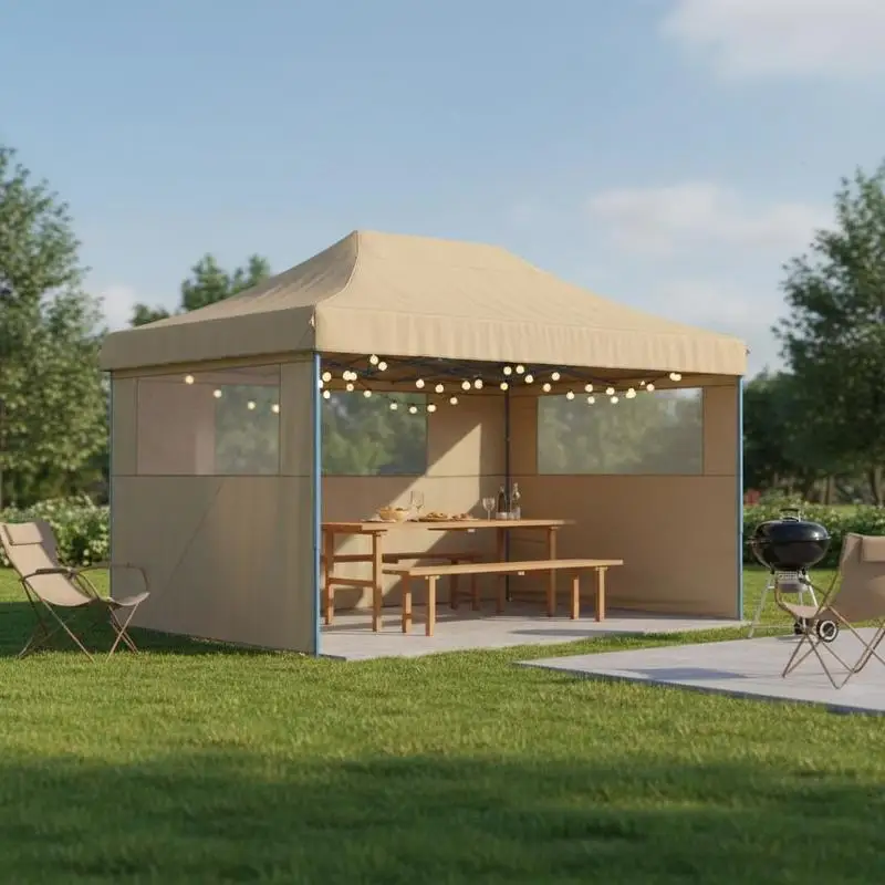Gazebo de 440 x 292 x 315 cm. Estructura robusta, tela de poliéster duradera. Ideal para bodas, fiestas, campamentos y reuniones familiares.