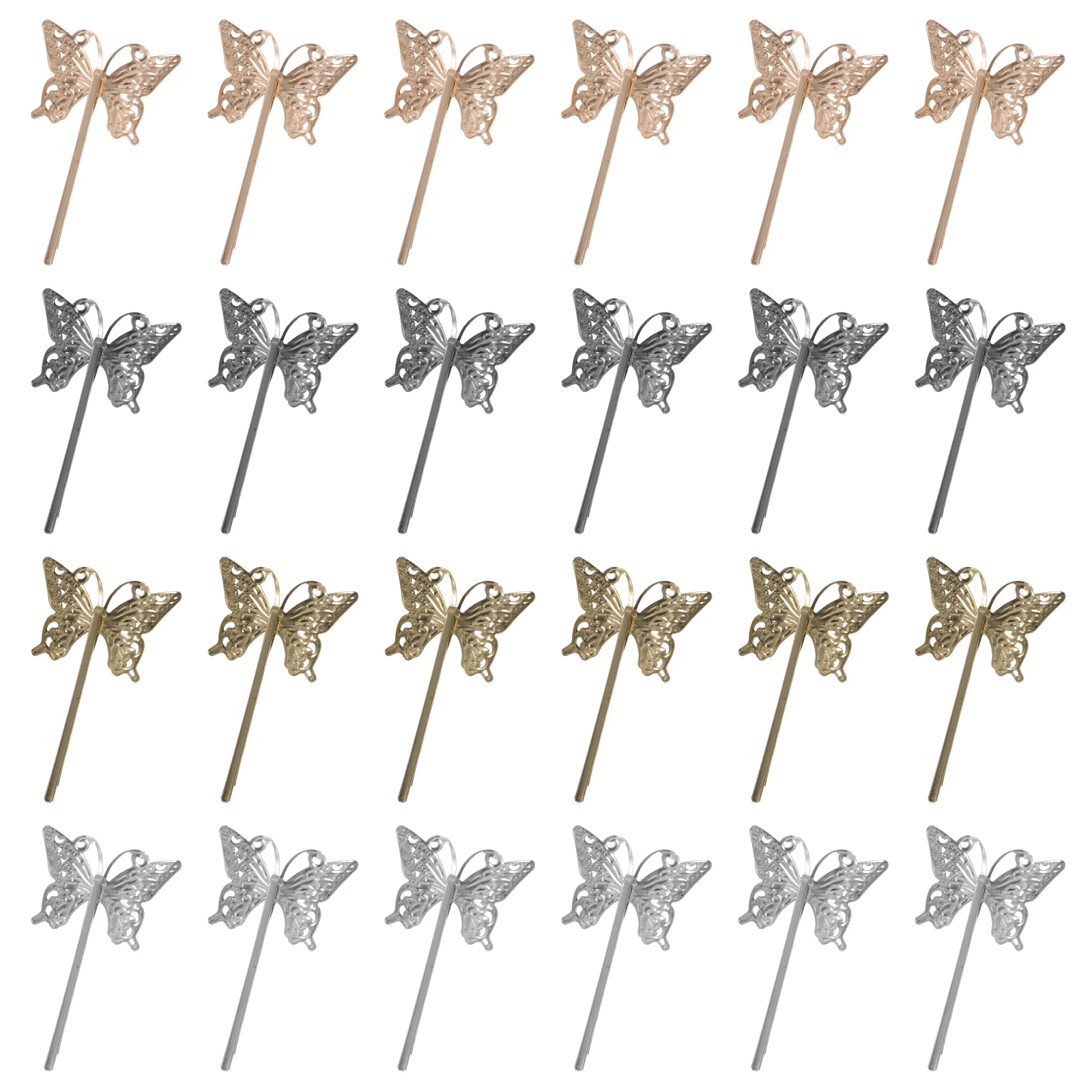 

24 Pcs Metal Butterfly Hair Clips Durable Reusable Barrettes Accessories Sweet Gifts For Girls Women Various Hairstyles