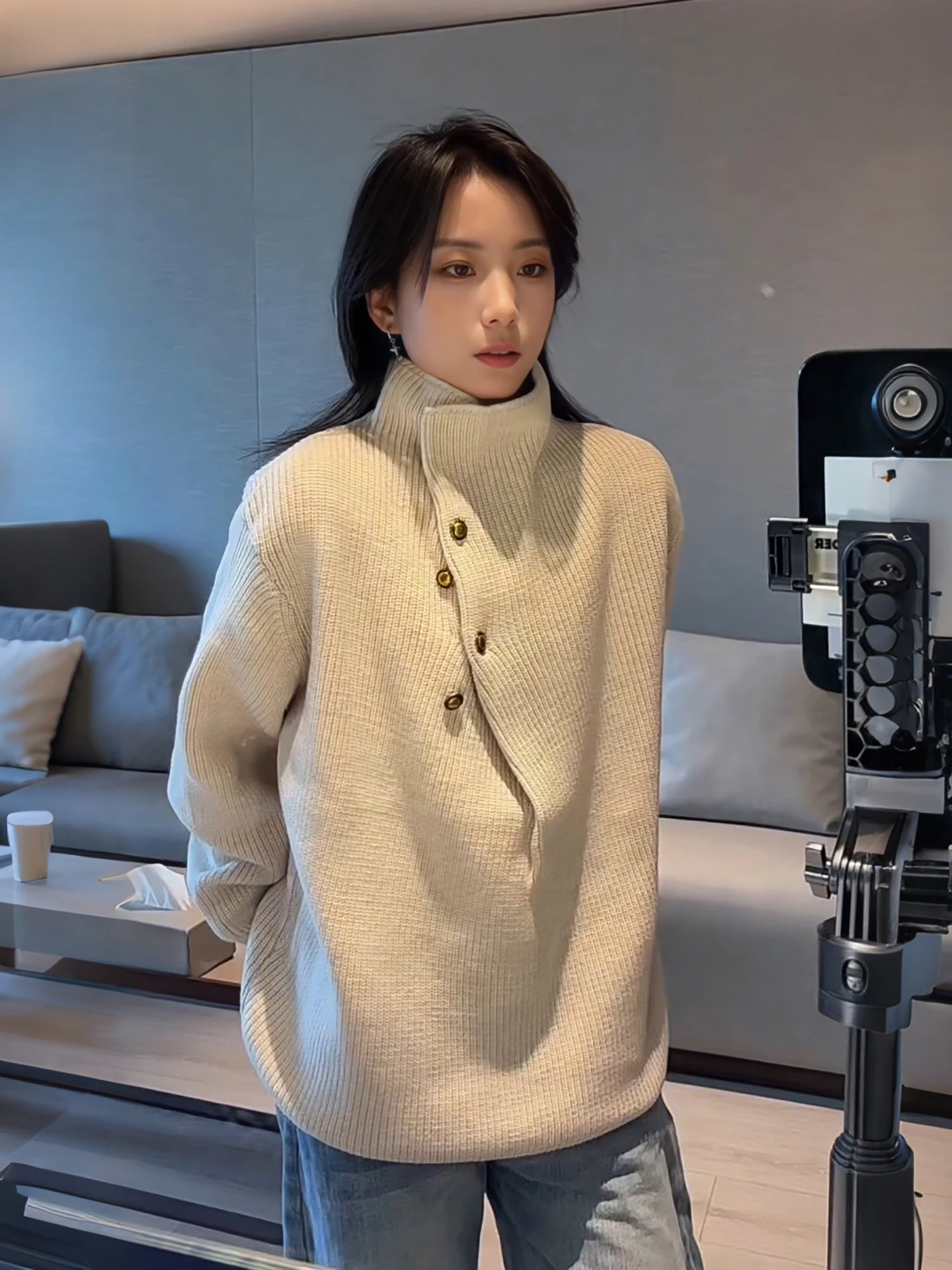 

Мужской вязаный свитер Cleanfit с высоким воротником, цвет хаки, зимний, в американском ретро-стиле, базовый слой, вязаное пальто Old Money, весенний, для молодежи...