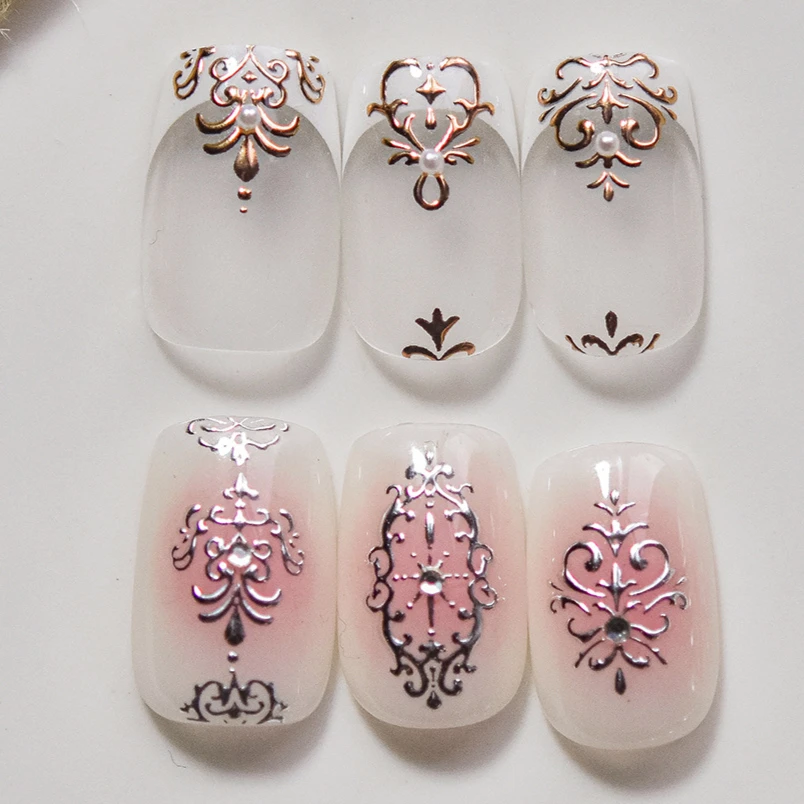 Coração estrela flor entrelaçamento haste totems runas florescendo lótus tradicional geométrico arte do prego adesivos decoração manicure decalques