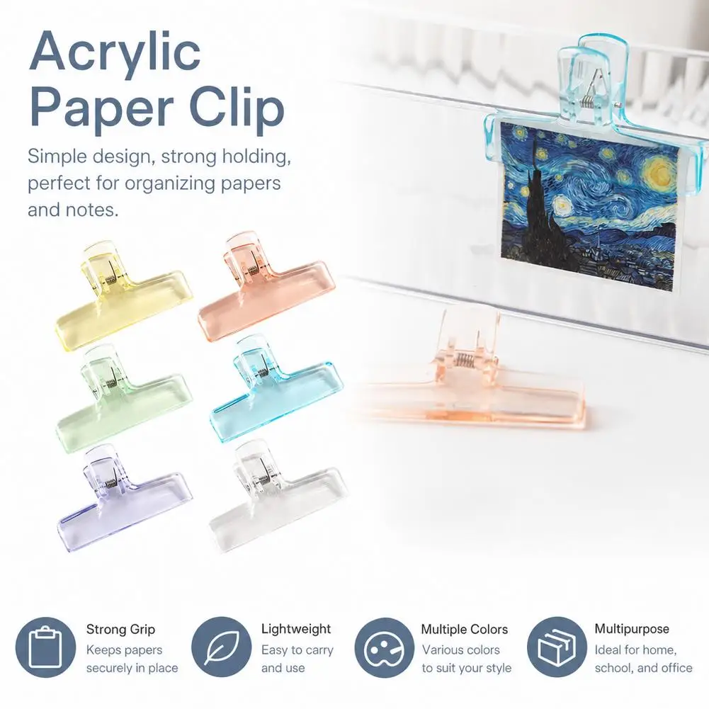 3Pcs/Set Cute Colorful Transparent Jelly Clip Storage Supplies Stationery School Office Supplies Storage Clip