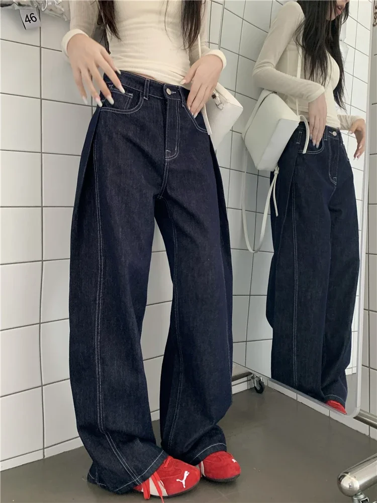 

Fashion American High Street Loose Jeans Women's New Autumn Streetwear High Waisted Casual Wide Leg Denim Trousers