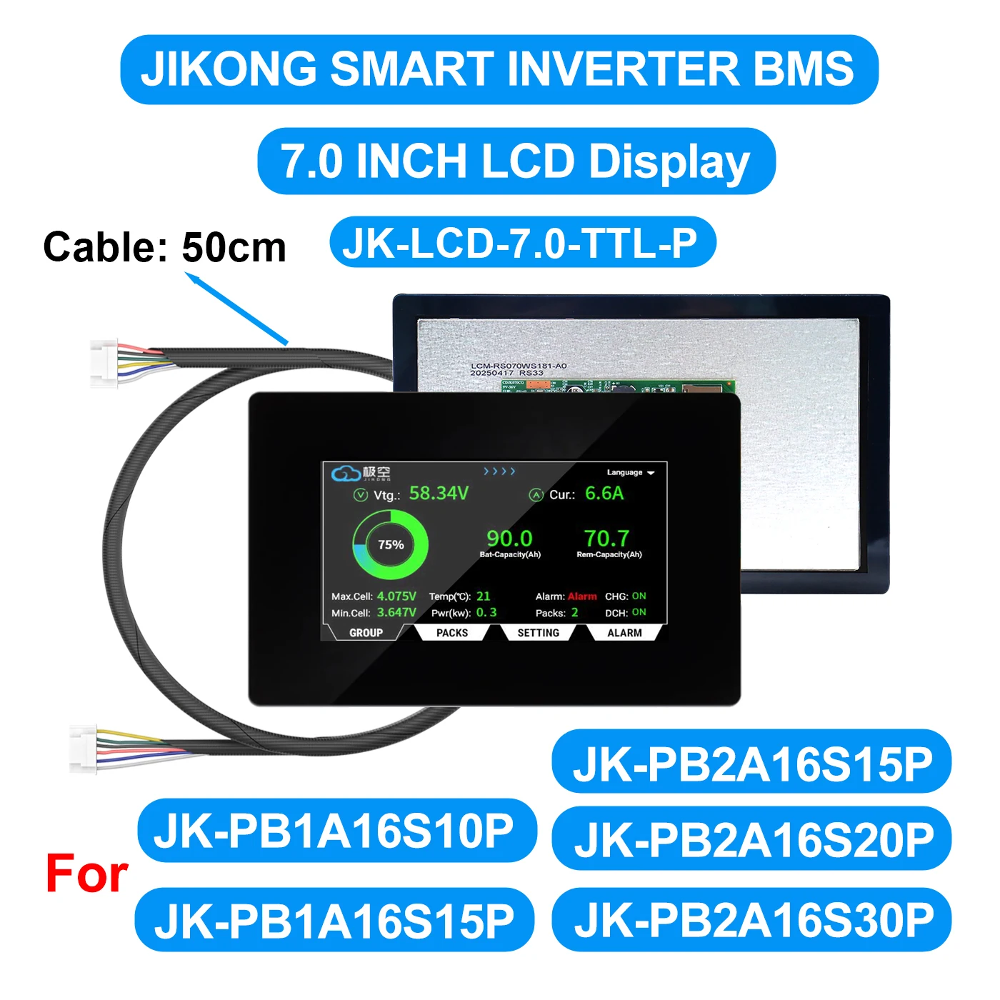 JIKONG V19 Smart Inverter BMS 8S ~ 16S 24V 48V 200A Stroom 1A 2A Actieve Balancer voor Lifepo4 Li-ion Lto Batterij BMS JK-PB2A16S20P