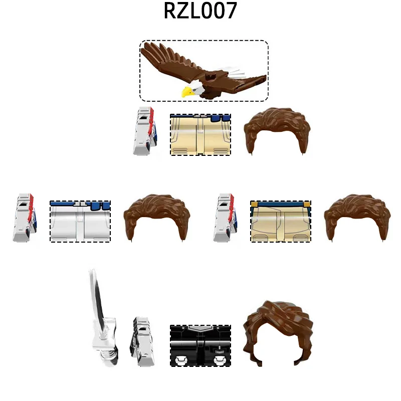 Set Mainan RZL007 Weapons Pants Hair Parts Action Figures Eagle Sword Model Blocks MOC Bricks Hadiah Mainan