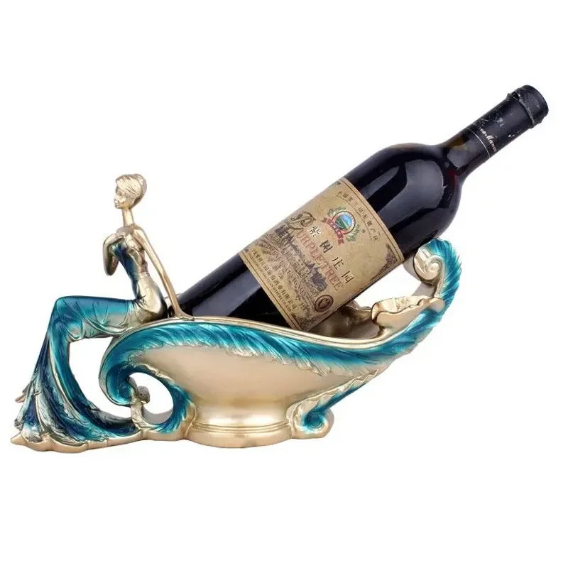 European Luxury Beauty Wine Rack Resin Crafts Sculpture Wine Holder Livingroom TV Cabinet Craft Home Furnishing Decoration