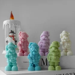 3D Santa Claus Candle Mold Christmas Making Candle Soap Gypsum Craft Cement Silicone Mold DIY Chocolate Cake Tool Christmas Gift