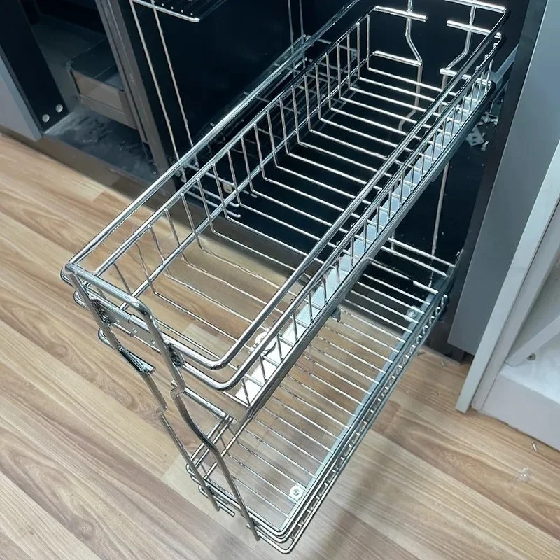Drawer Type Basket Floor Cabinet Narrow Side Storage Side Basket 150/200/250mm Seasoning Basket