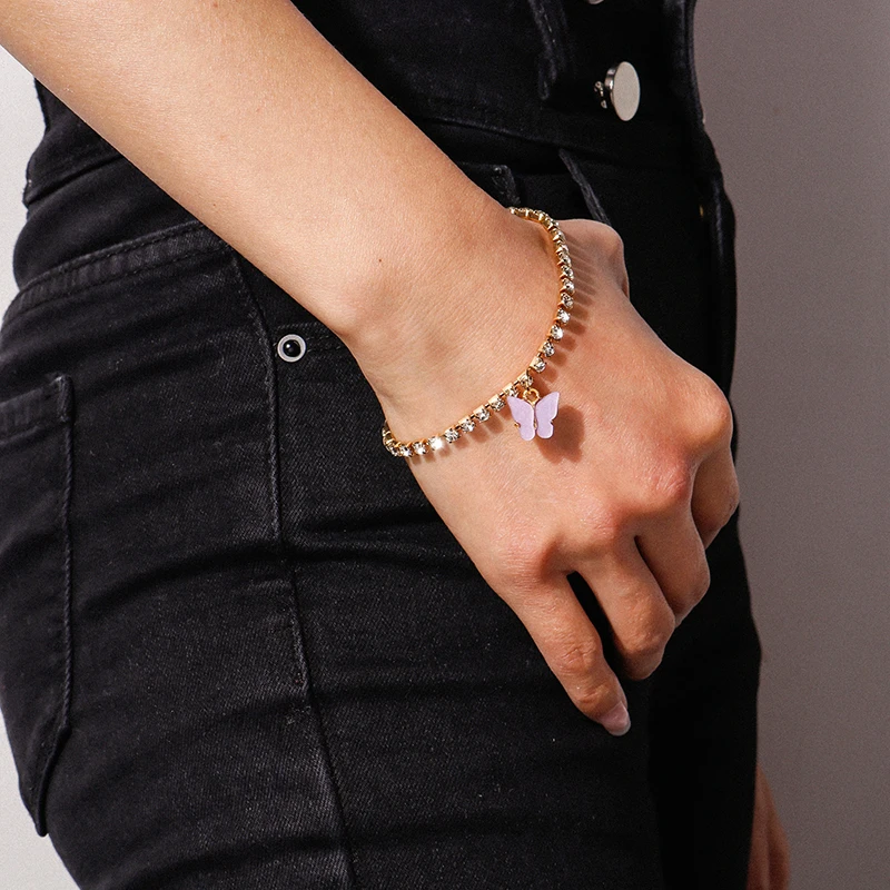 Aihua Neue Glänzende Kubische Tennis-Ketten-Schmetterlings-Armbänder für Frauen Sommer Strand Verstellbare Armbänder Geburtstagsparty-Schmuck – Detail 22