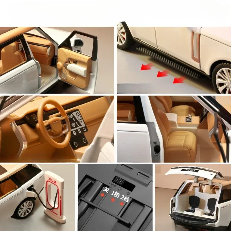 Simulation Alloy 1:24 Range Rover SUV Model Alloy Diecast Off Road Toys Vehicles Sound And Light Collective Voiture Miniature