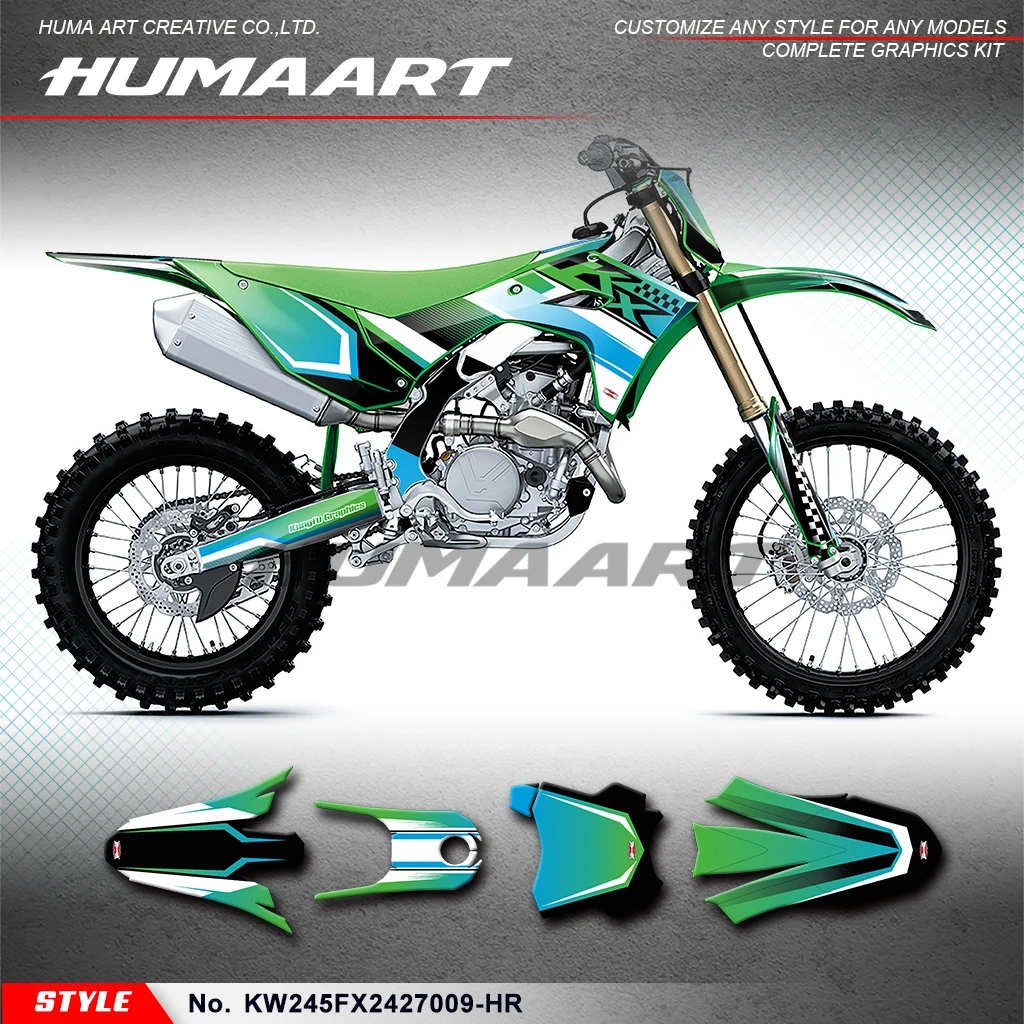 Adesivi per decalcomanie HUMAART laminato resistente ai raggi UV per Kawasaki KX450 KX450X KX450F KX250 KX250F 2024 2025, KW245FX2427009-HR