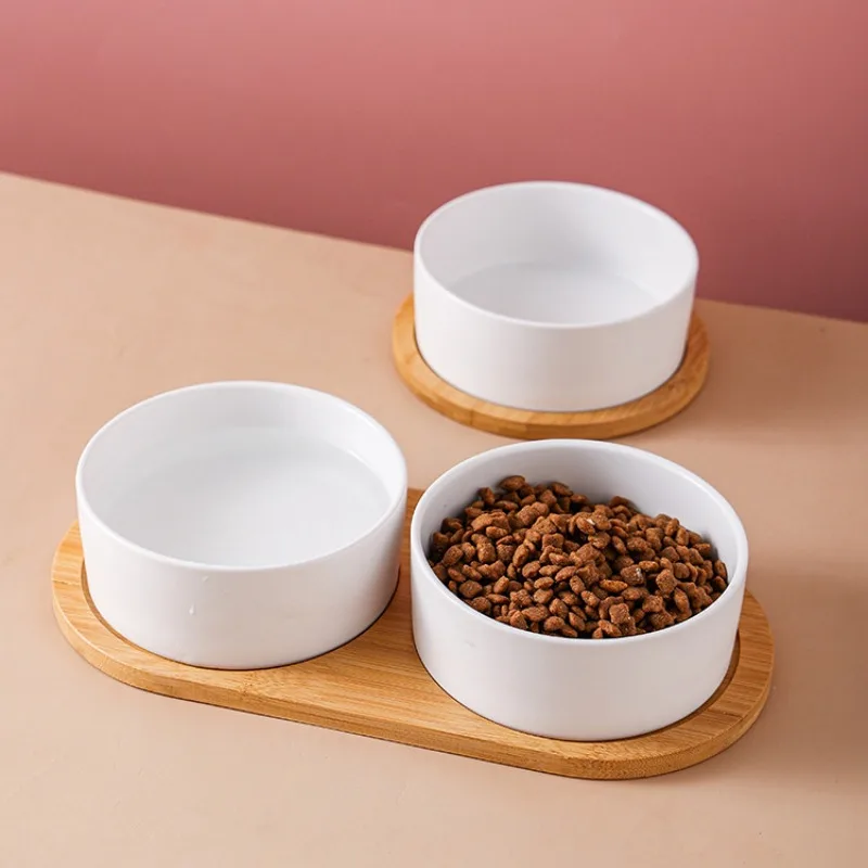 Pet Products Ceramic Cat Bowl And Dog Basin Drinking Water Protection For Cervical Vertebrae Easy To Clean And Convenient