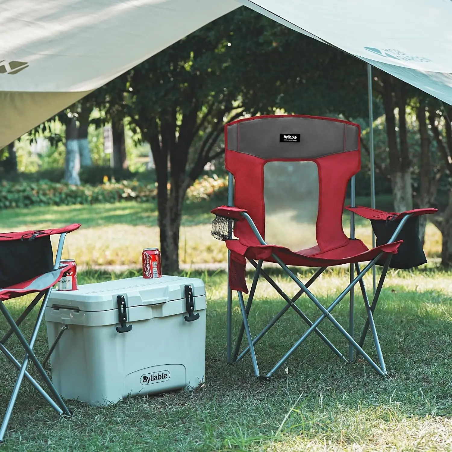 

Camping Chairs Portable Folding Chair Outdoor Lightweight Lawn Chairs for Adults with Cooler Bag, Cup Holder and Side Pocket