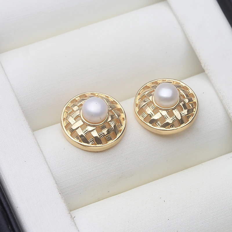 

Real Natural Freshwater Pearl Earrings Silver 925,Trendy Fine Stud Earrings With Pearls Wife Mother Anniversary Black White Pink