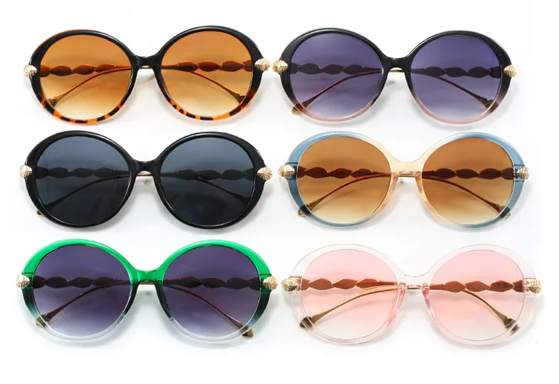 New Vintage Oversized Round Gradient Sunglasses Women Ins Designer Comfort UV400 Sun Glasses