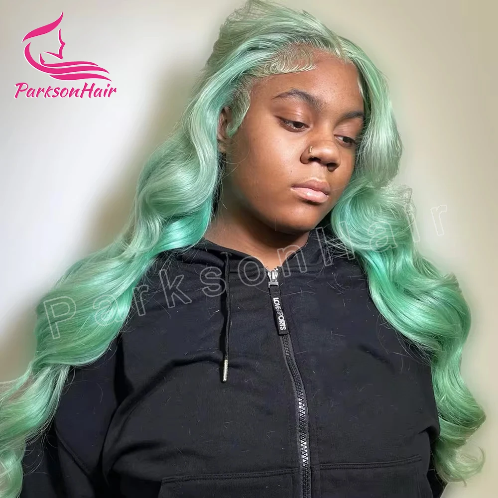 Green 613 13x4 13x6 Transparent Lace Frontal Wig Brazilian Body Wave 613 Colored Human Hair13x6 Lace Front Wigs Pre Plcuked