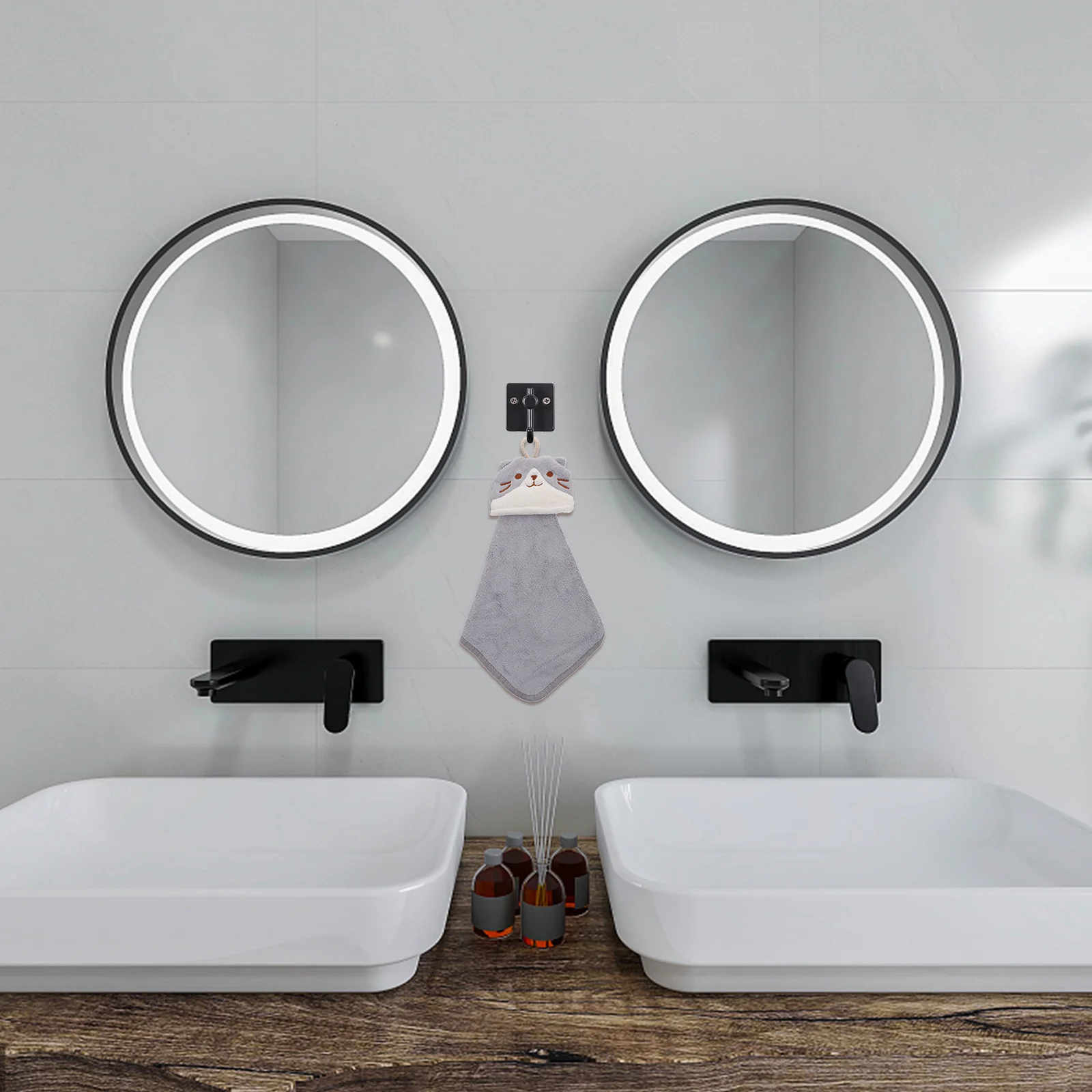 

Quick Dry Coral Fleece Hand Towel Hanging Loop Design Highly Absorbent for Bathroom Kitchen Home Office Travel Light Weight Easy