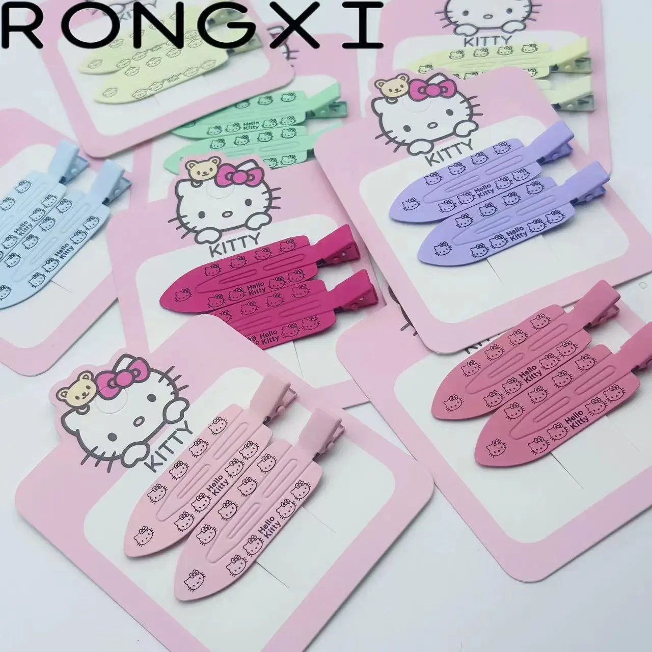 2pcs 헬로 키티 원활한 머리핀 귀여운 만화 Sanrio BB 헤어 클립 액세서리 소녀 머리 장식 앞머리 클립 달콤한 헤어 클립 선물