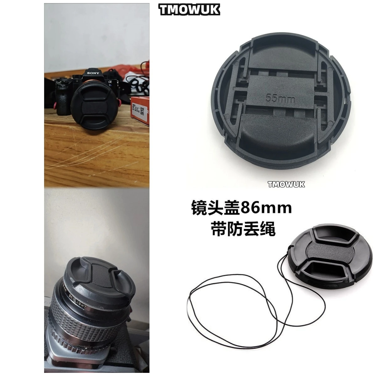 

For SONY A77 A7S4 A7R5 A7CR A550 A330 A68 A55V Camera Lens Cap Protective Cover Center Pinch Snap-on 49mm 52 55 58 62 67 72 77 8