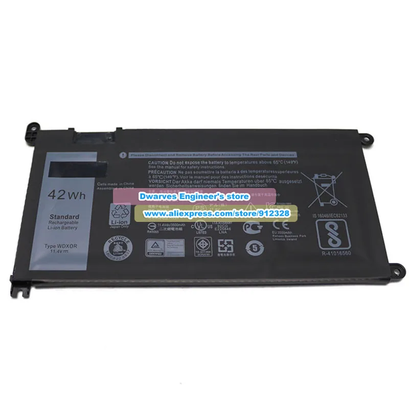 New 11.4V 42Wh Battery WDXOR WDX0R For Inspiron 13 14 15 17 5000 7000 P69G001 5378 5379 5770 5570 P69G Vostro 5471