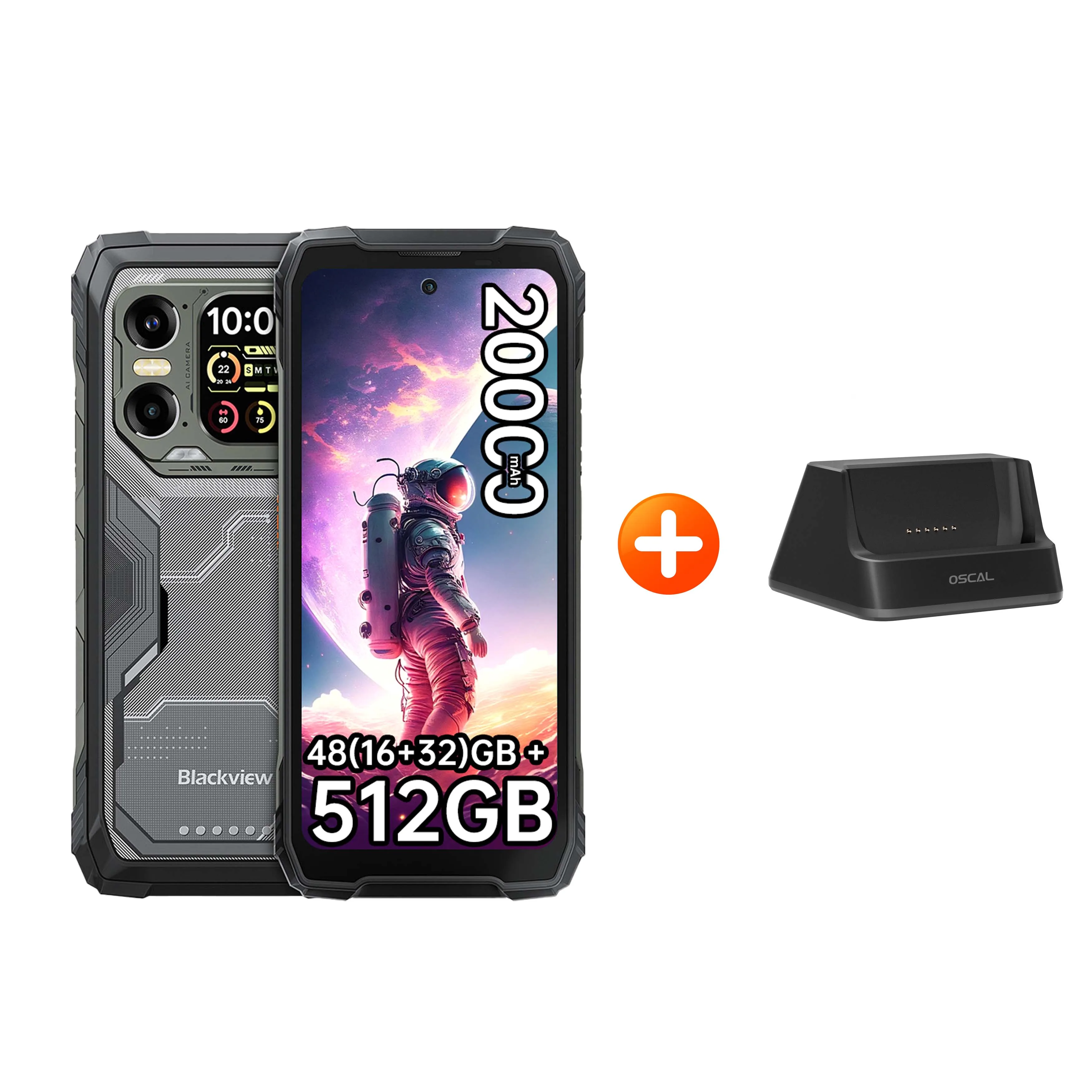 Blackview XPLORE 1 [Zonder EU-lader] Robuuste Smartphone 5G 20000mAh 45W 48(16+32)GB + 512GB 6.78'' 2.4K Mobiele Telefoon Android 15