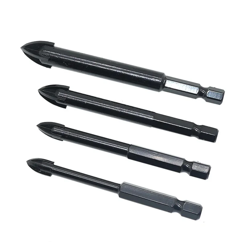 Set di punte per trapano in vetro JUSTINLAU punta in carburo di lega con 4 taglienti punta per trapano a testa di lancia a croce in vetro per piastrelle s 5-8 pz/set 3-12mm
