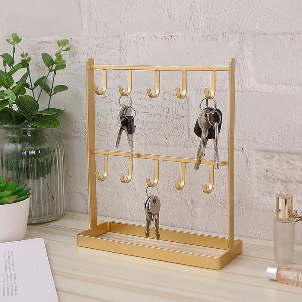 Tabletop Iron Jewelry Jewelry Earring Hanger Necklace Ring Earring Earring Shelf Display Shelf Porch Key Rack White HOT
