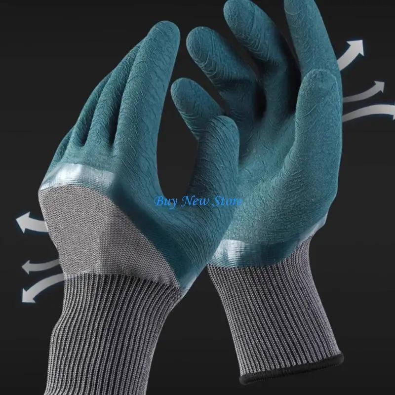 

20CE 12 Pairs Wear Resistant Breathable Gloves Safety Work Gloves Latex Coated Gloves