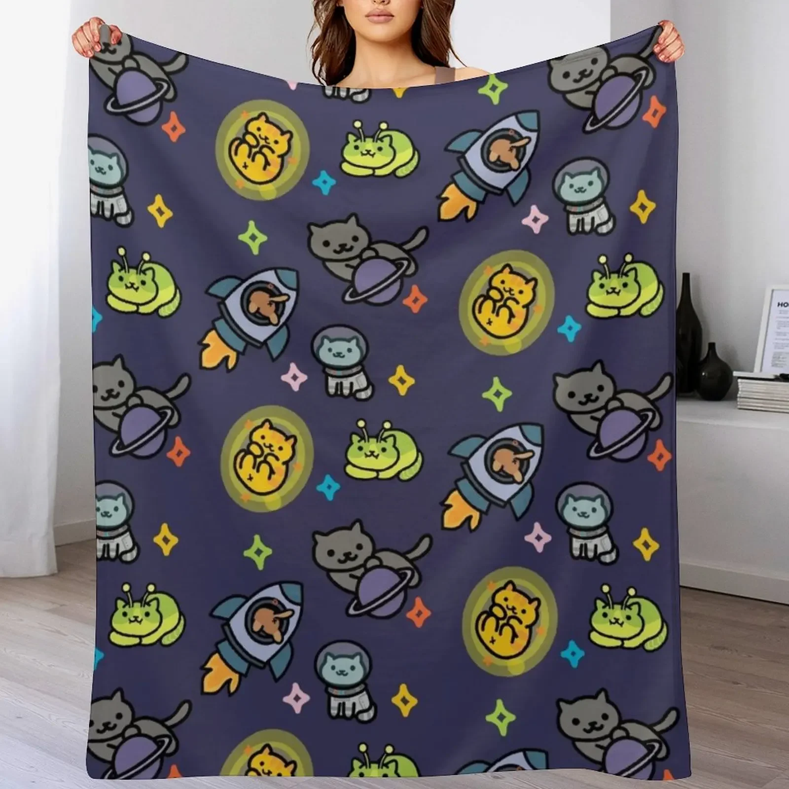 

Neko Atsume Throw Blanket Furry Flannel Flannel Fabric Luxury Throw Blankets