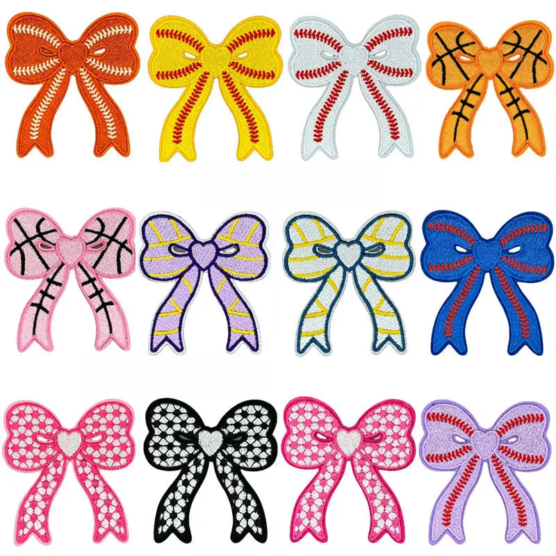 

Basketball Baseball Bow Iron-on Sew Embroidery Badge Patches for DIY T-shirt Hat Backpack Clothing Appliques Sticker