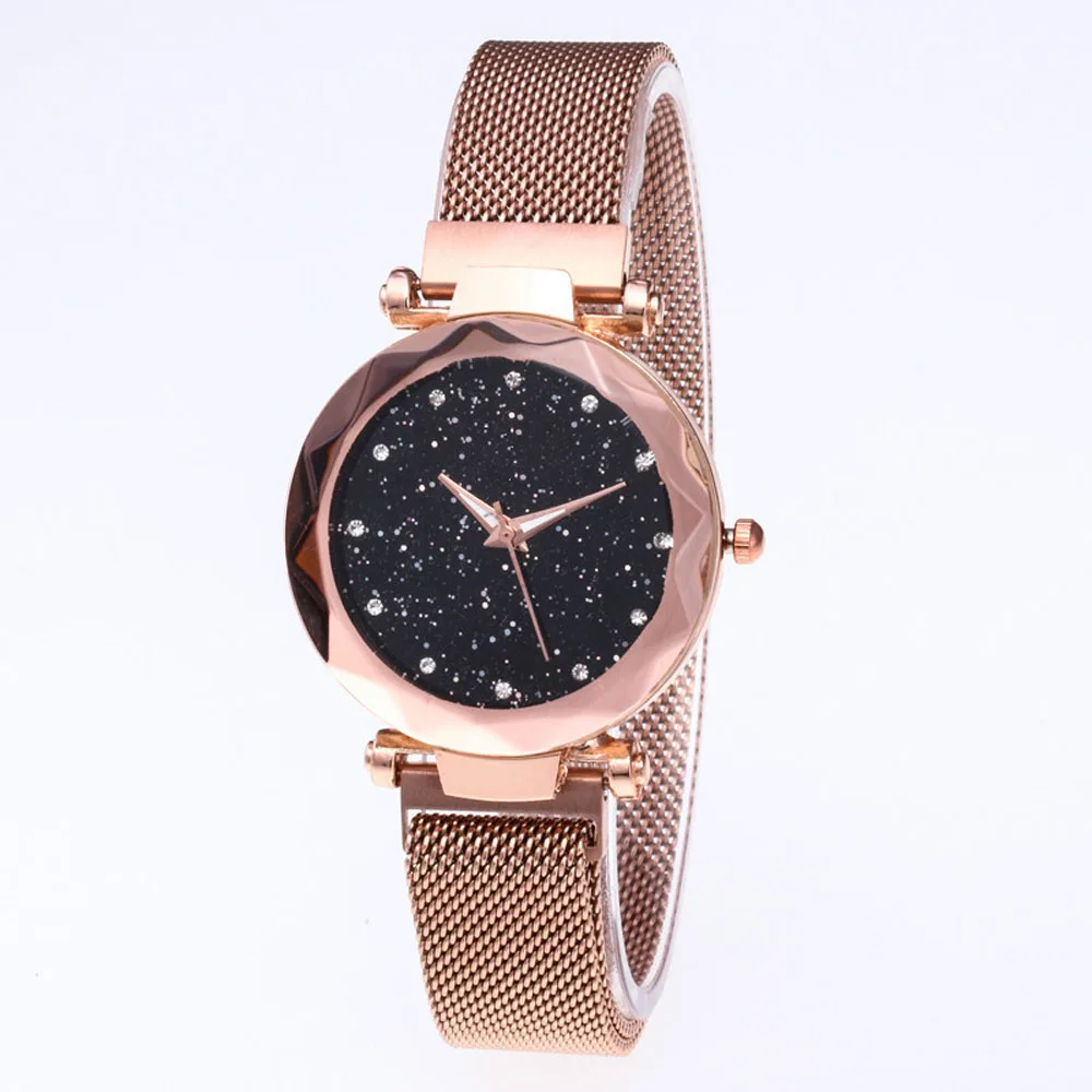 Luxury Magnetic Starry Sky Watch for Women Crystal Analog Quartz Wristwatches Ladies  For Gift Clock