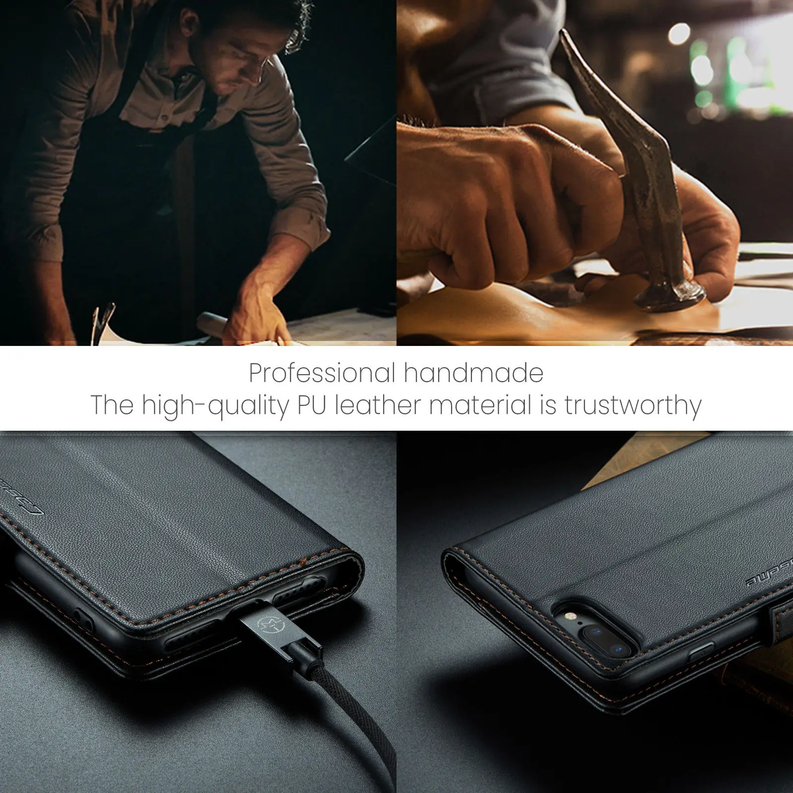 CaseMe Wallet Case for iPhone XS Max XR 8/7/6 Plus SE 2022 Magnetic Credit Card Holder Premium PU Leather Flip Case Cover