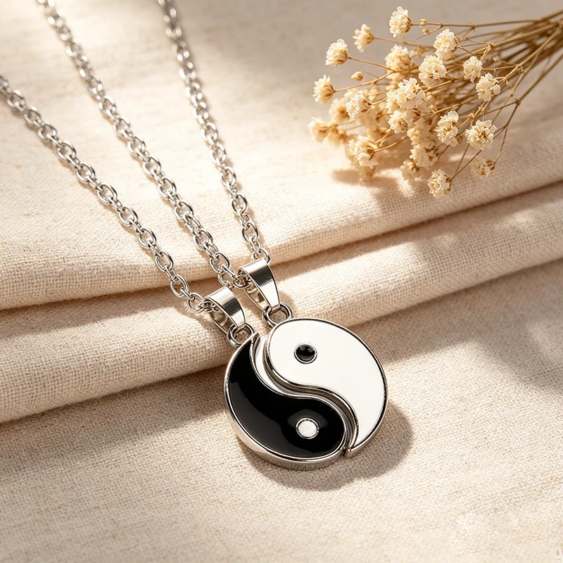 Collar con colgante Yin Yang para novia y parejas, mejor amigo a juego, regalo de joyería de amistad, Bff Things, Collar estético para NIÑOS 2