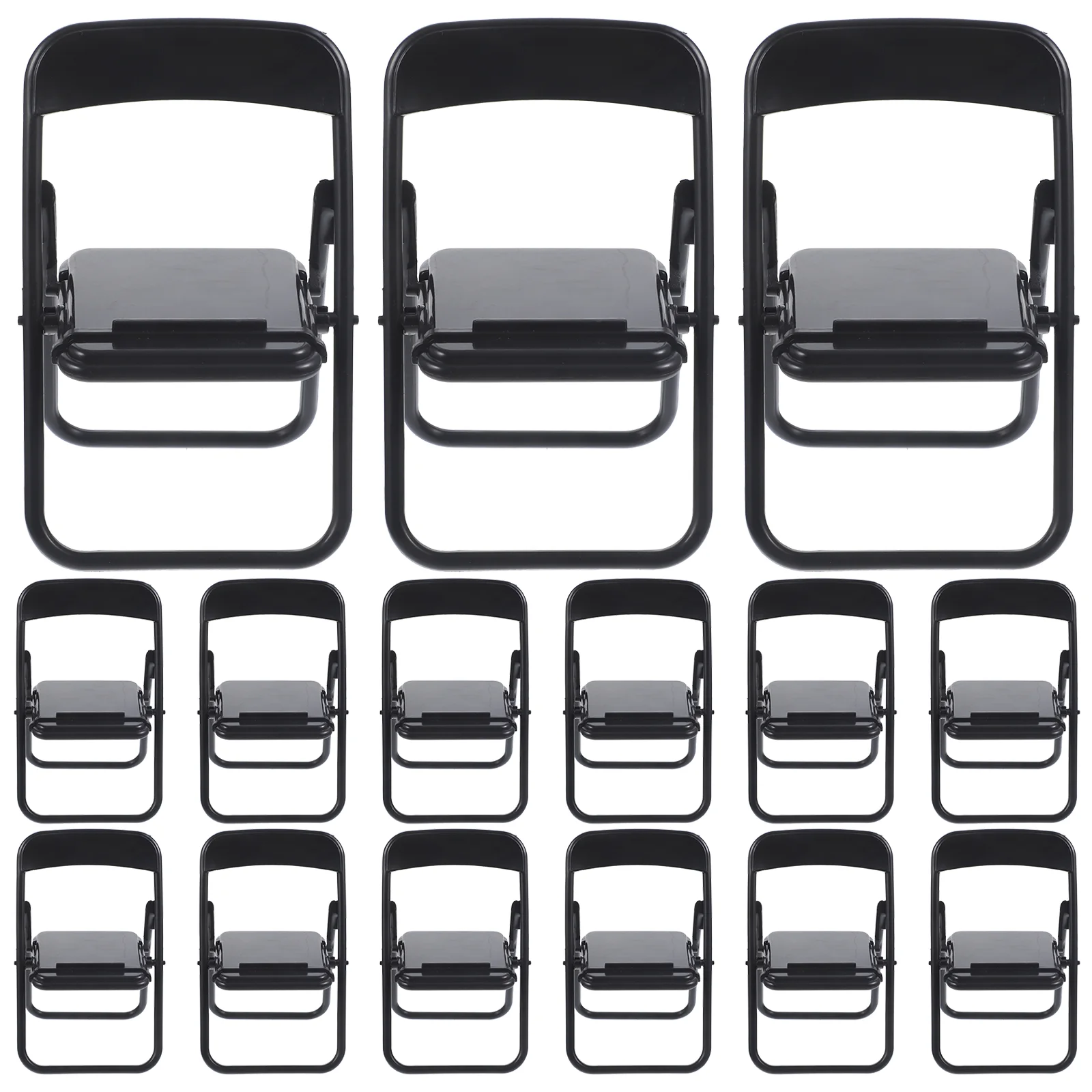 20 Pcs Mini Foldable Chair Cellphone Bracket Black Plastic Toy Room Office Decoration Stand Smartphone Desk Holder Furniture
