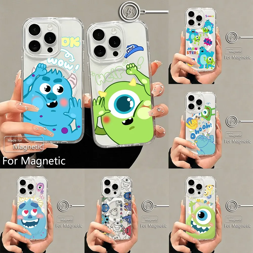 Magnetic Phone Case for Samsung Galaxy S25 S24 S23 S22 S21 S20 FE Edge Plus Ultra 5G Soft Clear TPU Cover Cartoon monsters